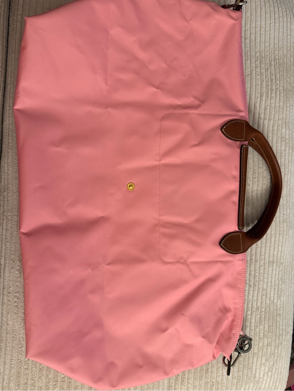 Longchamp Pink Travel Bag Le Pliage Original L with Longchamp Shoulder Strap - Picture 4 of 5